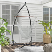 Black Heavy Duty Hammock Chair Stand With Chain For Indoor And Outdoor Hanging Use