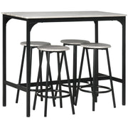 Five Piece Industrial Style Bar Table and Stools Set Grey and Black by HOMCOM