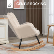Nursery Glider Rocking Chair With Berber Fleece Upholstery For Nursing Comfort, Beige