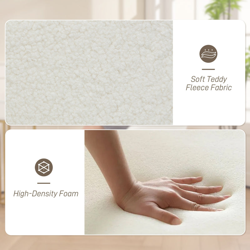 White Swivel Accent Chair With Teddy Fleece Upholstery For Living Room Or Bedroom Use