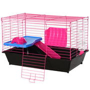 Small Animal Metal Cage With Tunnels For Hamsters And Guinea Pigs Pink AOSOM