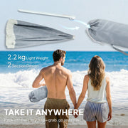 Beach Umbrella with Adjustable Tilt and Carry Bag for Easy Shade Light Grey Outsunny
