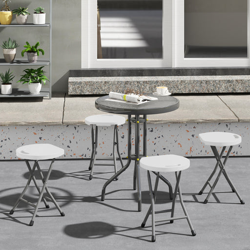 Set of Four White Folding Carry Stools Lightweight and Portable by Outsunny