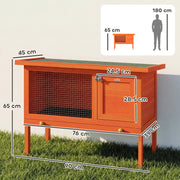Outdoor Guinea Pig and Rabbit Hutch With Water-Resistant Roof and Easy Clean Tray Orange Green Pawhut