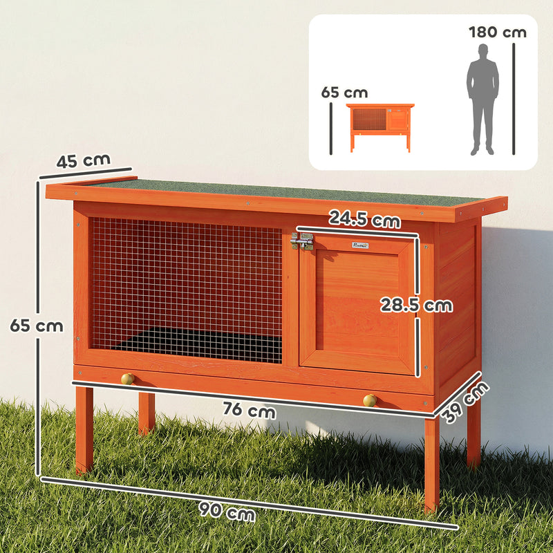 Outdoor Guinea Pig and Rabbit Hutch With Water-Resistant Roof and Easy Clean Tray Orange Green Pawhut