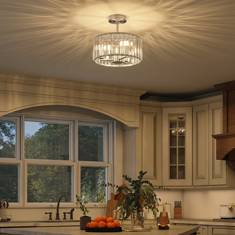 Crystal Ceiling Light for Brightening Bedrooms or Living Rooms Semi Flush