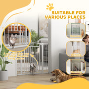 96cm Tall Dog Gate with Door, 7cm and 14cm Extensions, for Stairs, Doorways, 76-104cm by PawHut