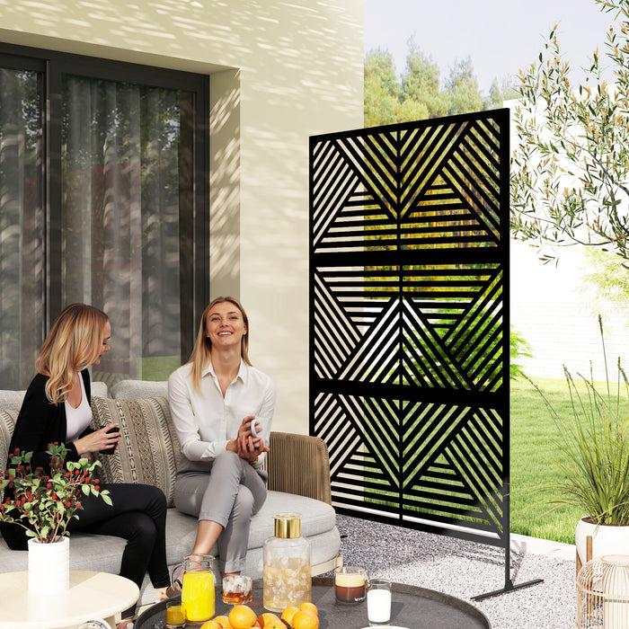 Black 6.5ft Freestanding Metal Garden Privacy Screen Decorative Panel by Outsunny