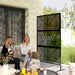 Black 6.5ft Freestanding Metal Garden Privacy Screen Decorative Panel by Outsunny