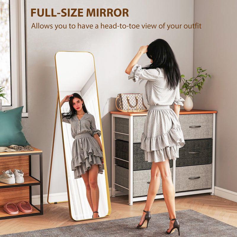 Full Length Rectangular Wall Mirror 40 x 160 cm Ideal for Bedroom or Hallway, Gold