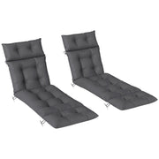 Dark Grey Sun Lounger Cushions Set of 2 190x56x10cm Thick UPF20+ Fabric by Outsunny