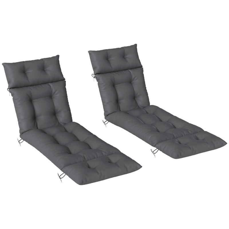 Dark Grey Sun Lounger Cushions Set of 2 190x56x10cm Thick UPF20+ Fabric by Outsunny