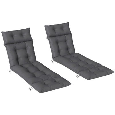 Dark Grey Sun Lounger Cushions Set of 2 190x56x10cm Thick UPF20+ Fabric by Outsunny