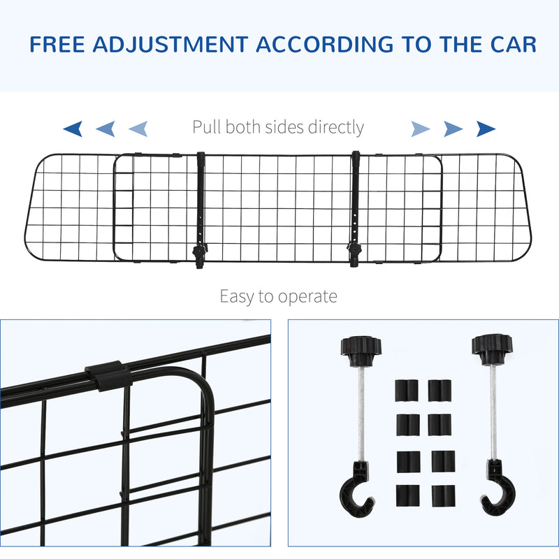 Adjustable Heavy Duty Dog Car Barrier for SUV and Estate Vehicles Keeps Pets Safe Black AOSOM