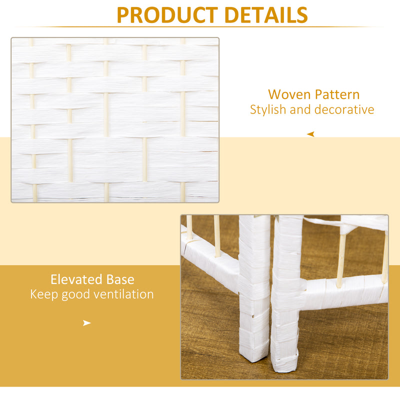 Folding Room Divider for Instant Privacy with Handwoven Panels White