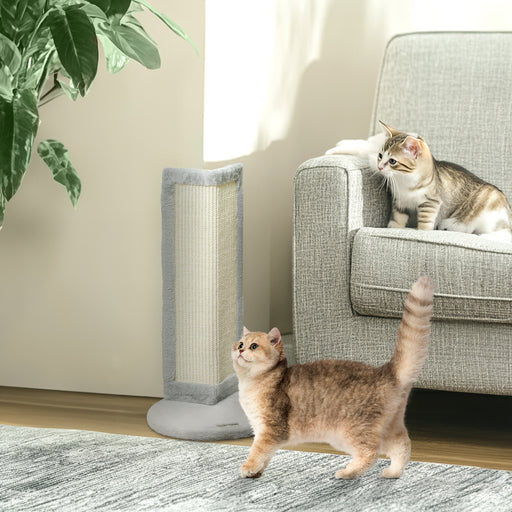 Grey 56cm Corner Cat Scratching Post with Sisal Pad for Claw Care by PawHut