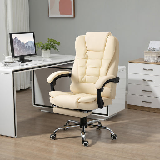 Cream White Executive Swivel Office Chair With Reclining Backrest by HOMCOM