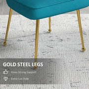 Blue Velvet Feel Shell Accent Chair With Padded Seat and Gold Legs by Homcom