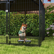 Outdoor Dog Kennel with Roof and Rotating Bowl Ideal for Garden Play and Safety Black