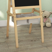 3 in 1 Kids Art Easel with Paper Roll and Storage Baskets for Ages 3 to 6, Natural Wood Finish