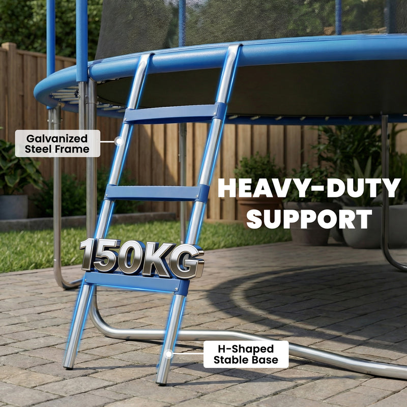 Trampoline Ladder for Safe Garden Access with Non Slip Steps and Stable Base Blue AOSOM