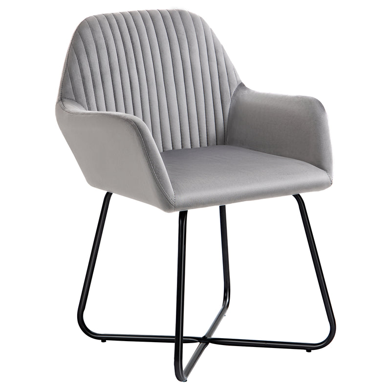 Modern Upholstered Armchair with Sturdy Metal Base for Living Room Comfort Grey