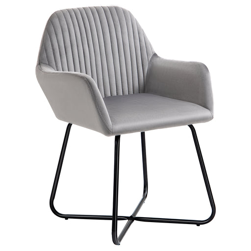 Modern Upholstered Armchair with Sturdy Metal Base for Living Room Comfort Grey