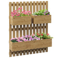 Wall Mounted Wooden Garden Planter With Trellis And Drainage For Patio Display