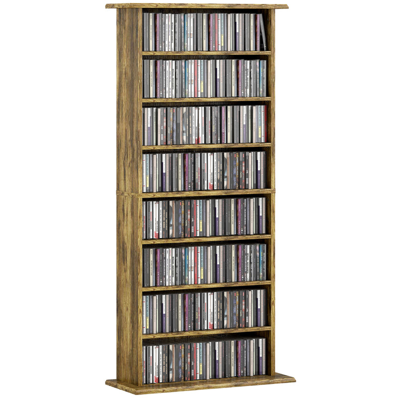 Tall CD Storage Tower Unit With 360 Degree Rotating Base For Home Organisation Rustic Brown Homcom