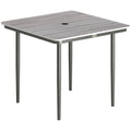Garden Dining Table for 4 with Parasol Hole Weather Resistant Wood Effect Top Light Grey Outsunny