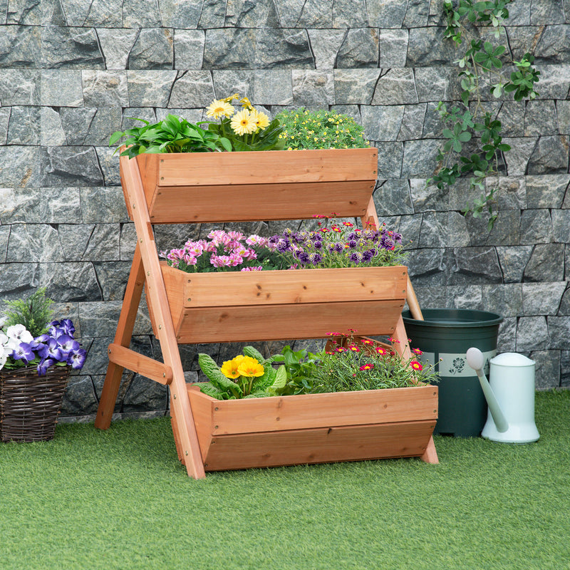 3 Tier Wooden Raised Garden Bed Kit For Growing Vegetables Herbs And Flowers Outdoors
