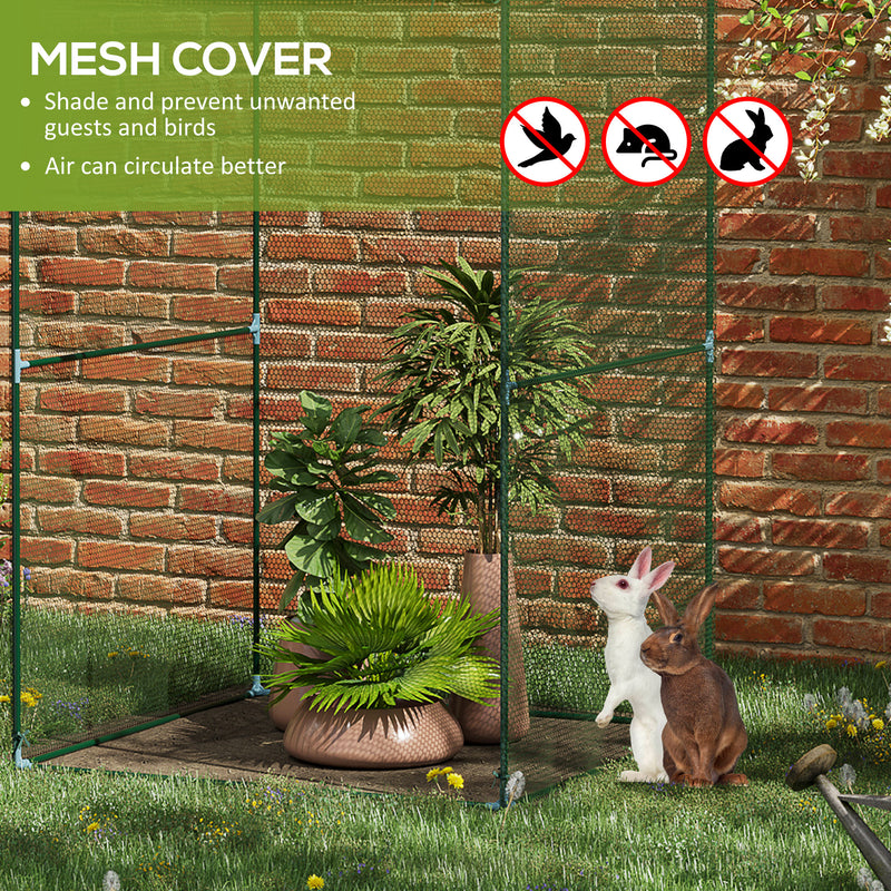 Compact Plant Cage With Netting For Protecting Vegetables and Flowers, Green AOSOM