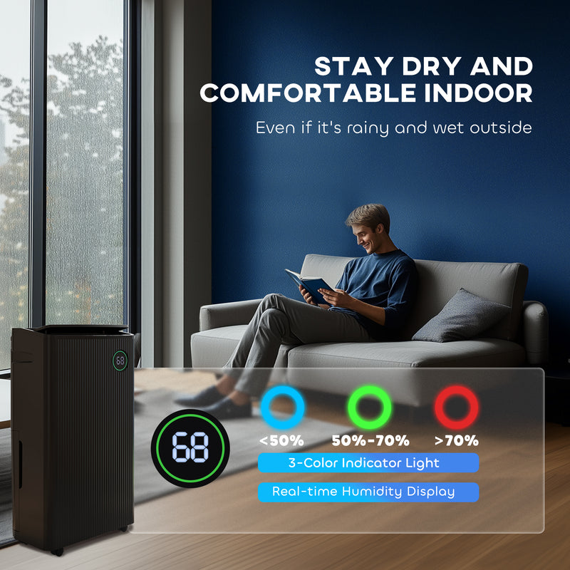 Portable Dehumidifier With Air Purifier and 5 Modes For Home and Laundry Use, Black