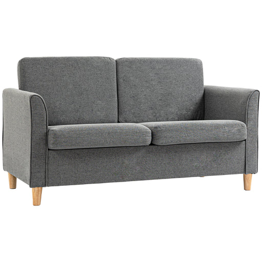 Modern 2 Seater Loveseat Sofa With Wooden Legs For Small Living Rooms Grey