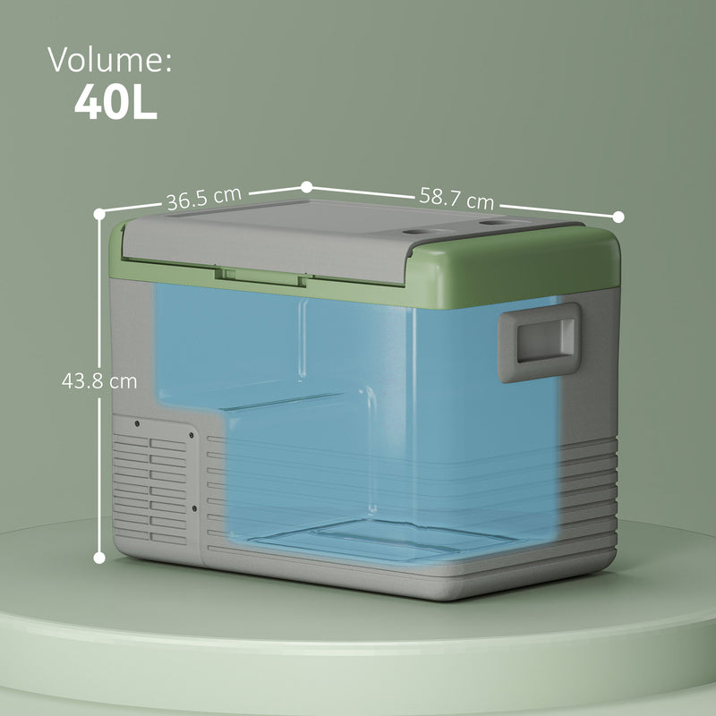 40L Portable Car Fridge Freezer with Dual Zone and LCD Display Light Green by Outsunny AOSOM