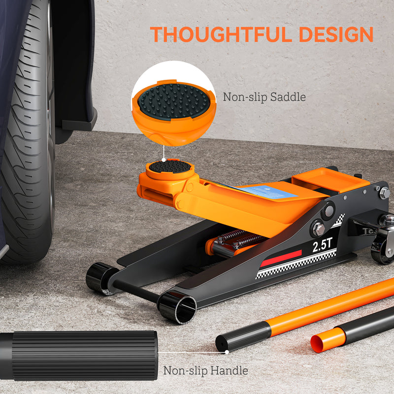 Hydraulic Trolley Jack for Easy Car Maintenance and Tyre Changes 2.5 Ton Orange AOSOM