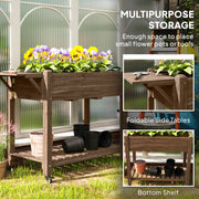 Wooden Raised Garden Planter with Shelves 46 x 94cm Carbonised by Outsunny