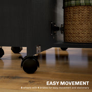 Black 6 Seater Drop Leaf Dining Table With Storage by HOMCOM