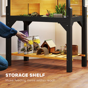 Wooden Tortoise House with Openable Top Clear Windows and Storage Shelf Yellow