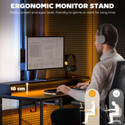 Reversible Computer Desk with LED Lights and Power Outlets 120 cm Gaming Desk with Storage by HOMCOM