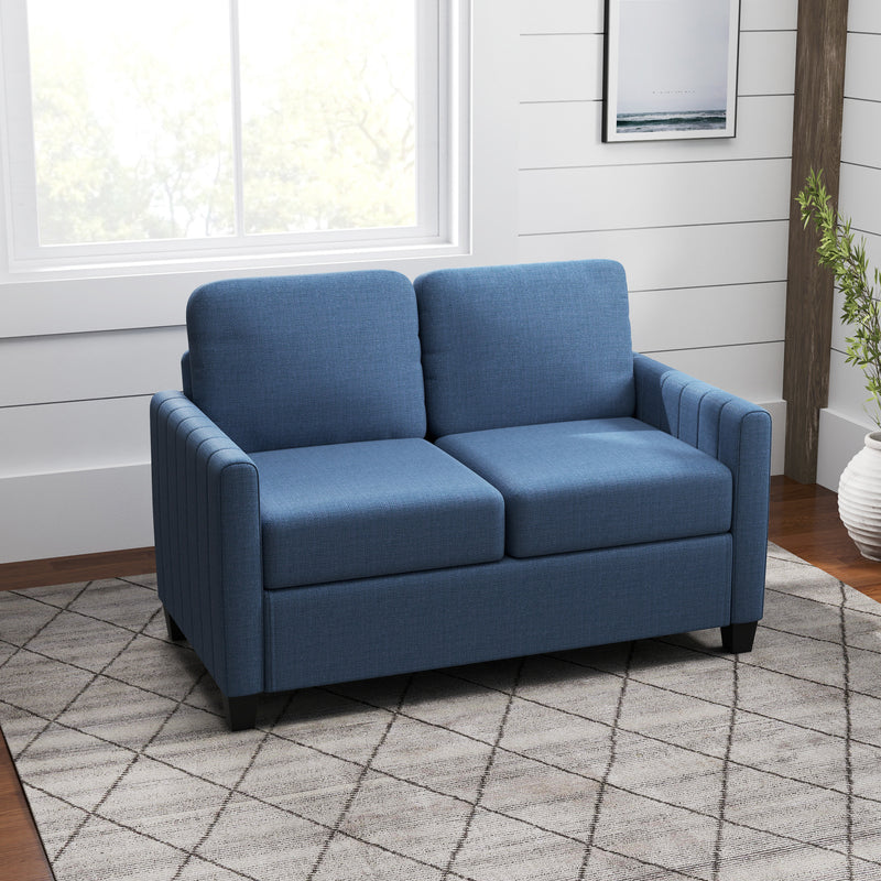 Blue 2 Seat Sofa Linen Look Modern Design Comfortable and Stylish by HOMCOM