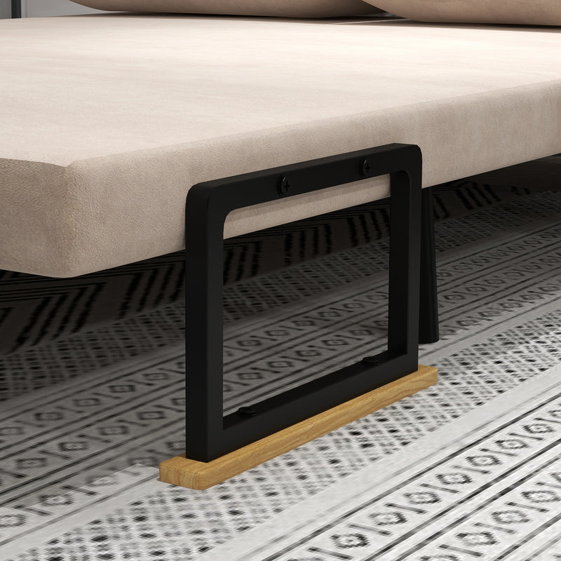 4 in 1 Velvet Feel Double Sofa Bed with Pillows Converts to Lounger or Recliner Beige