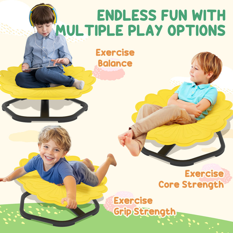 Kids Spinning Sensory Chair with Non Slip Base for Balance and Coordination Training Yellow AOSOM