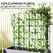 3 Tier Wooden Garden Planter With Trellis For Climbing Plants Raised Bed Grey AOSOM
