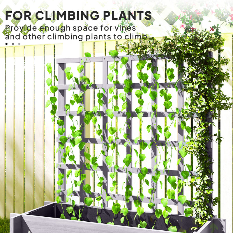 3 Tier Wooden Garden Planter With Trellis For Climbing Plants Raised Bed Grey AOSOM