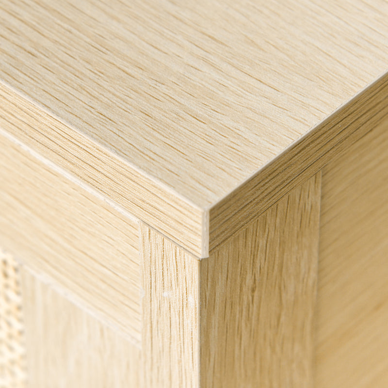 Rattan Bedside Table With Drawer And Shelf For Bedroom Or Living Room Storage