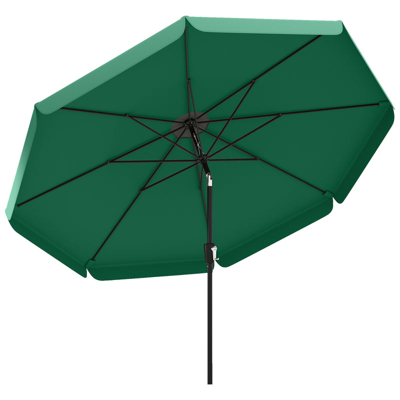 Patio Parasol with Adjustable Tilt for Sun Protection and Easy Use 3m Green AOSOM