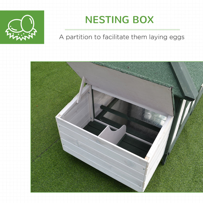 Chicken Coop Wooden Small Animal Pet Cage with Nesting Box and Outdoor Run by PawHut