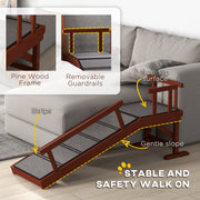 Pet Ramp for Beds and Sofas with Non Slip Surface and Guardrails for Older Pets Brown and Grey AOSOM