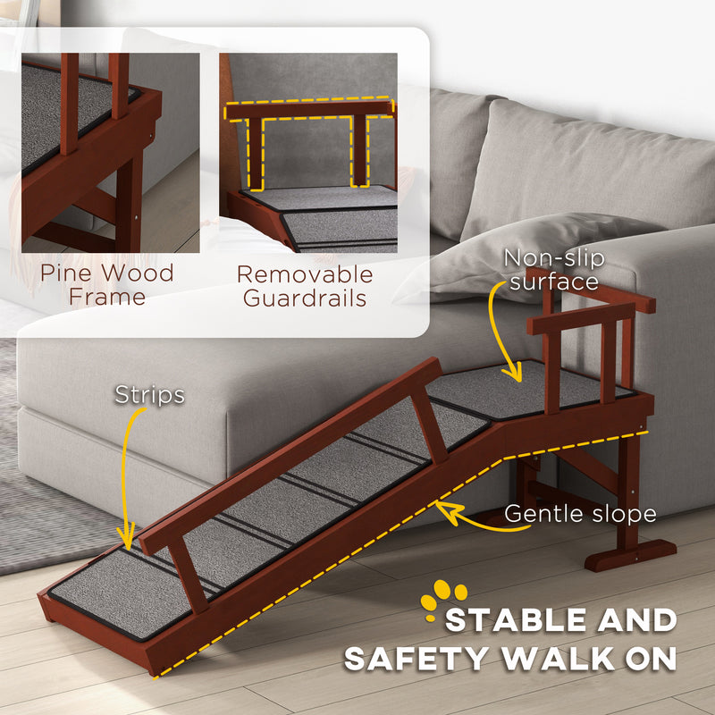 Pet Ramp for Beds and Sofas with Non Slip Surface and Guardrails for Older Pets Brown and Grey AOSOM